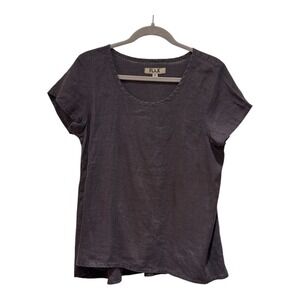 FLAX Linen Top Womens Gray Minimalist Lagenlook Coastal Sustainable Size P (2-4)